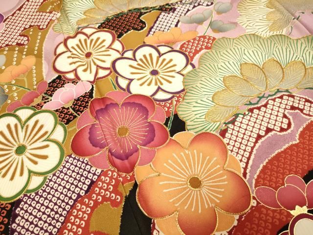 平和屋着物○紫綬褒章 巨匠『岩田専太郎』 振袖 駒刺繍 立波梅松文 暈