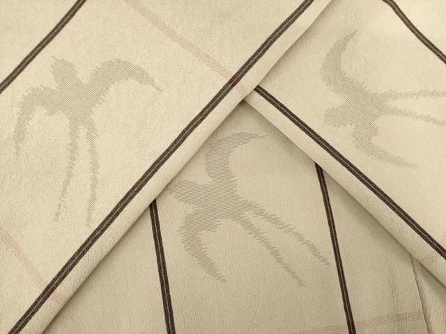 平和屋着物●お召 格子 燕 正絹 ck