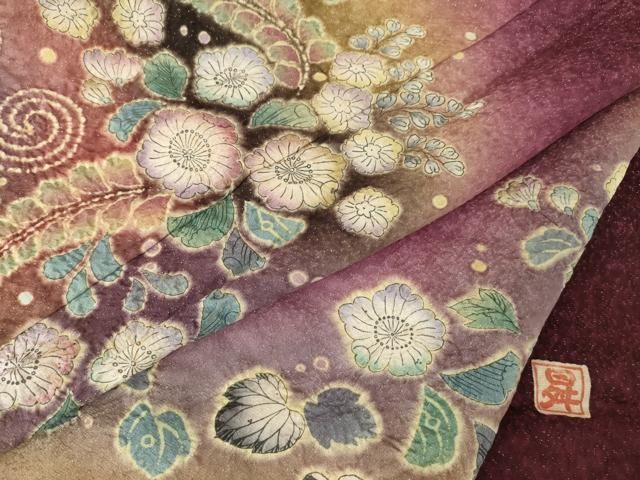 平和屋着物○伝統工芸士 寺谷昇 訪問着 辻が花 舞花文 暈し染め 金通し