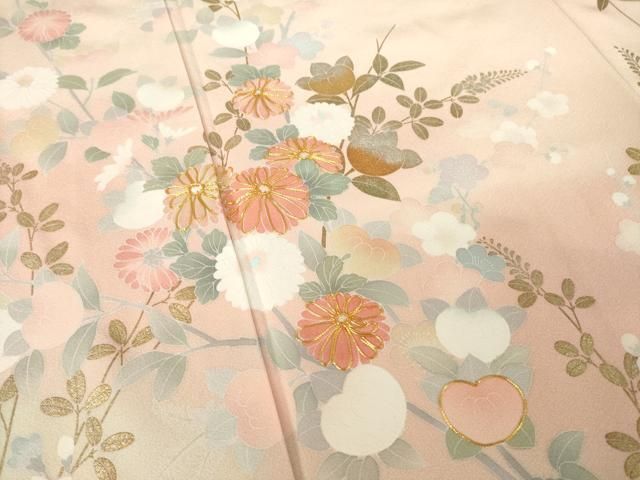 平和屋着物○訪問着 友禅 作家物 駒刺繍 草花文 金彩 正絹 逸品