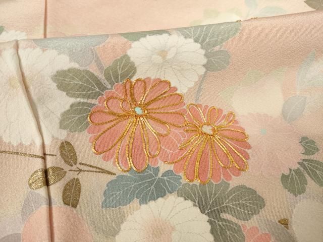 平和屋着物○訪問着 友禅 作家物 駒刺繍 草花文 金彩 正絹 逸品