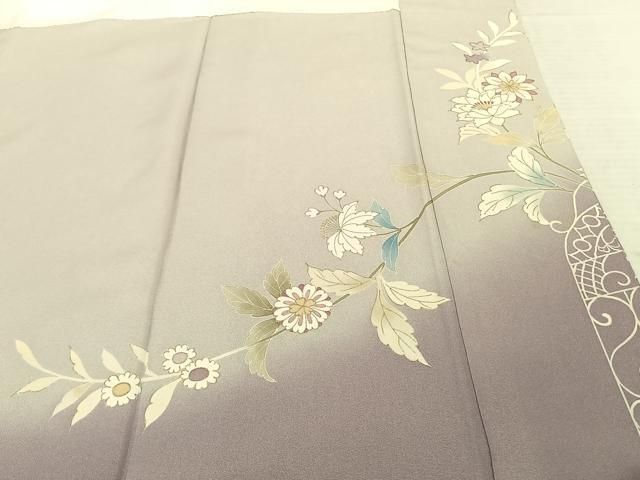平和屋着物○訪問着 駒刺繍 草花文 暈し染め 金糸 金彩 正絹 逸品