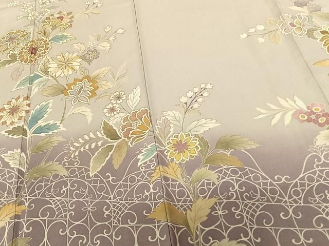 平和屋着物○訪問着 駒刺繍 草花文 暈し染め 金糸 金彩 正絹 逸品