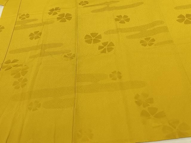 平和屋着物●振袖用長襦袢　無双仕立て　舞花地紋　山吹色　やまと誂製　正絹　逸品　AABF0545fy 平和屋着物○振袖用長襦袢 無双仕立て 舞花地紋 山吹色 やまと誂製