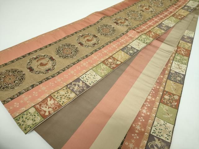 平和屋着物○西陣河村織物謹製・手織り 六通柄袋帯 唐織 手織 飛鳥鳳凰