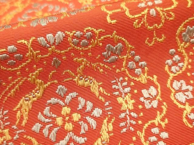 平和屋着物◎本場筑前博多織 半幅帯 正倉院花文 金糸 正絹 逸品