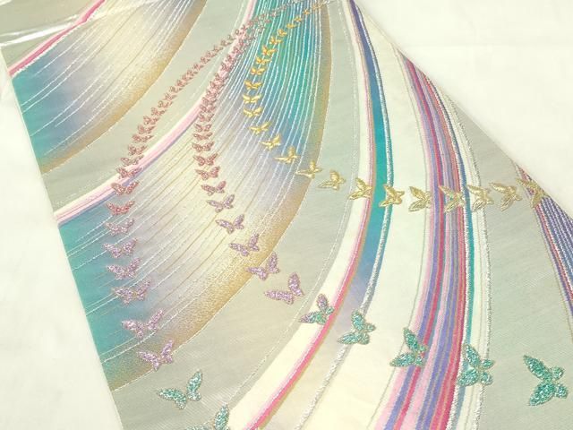 平和屋着物◎六通柄袋帯 舞蝶文 金銀糸 正絹 逸品 DABA5714qp - メルカリ