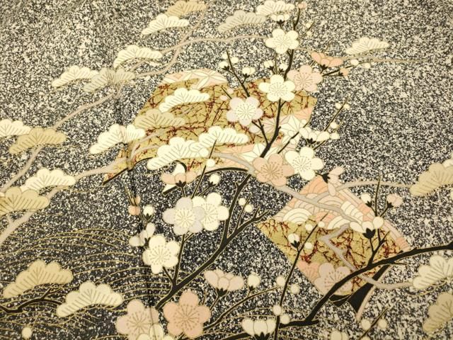 平和屋着物□訪問着 吉祥枝花文 たたき染め 金彩 正絹 逸品 AABE3863fw