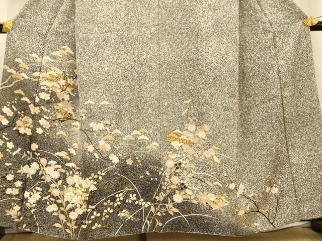平和屋着物□訪問着 吉祥枝花文 たたき染め 金彩 正絹 逸品 AABE3863fw