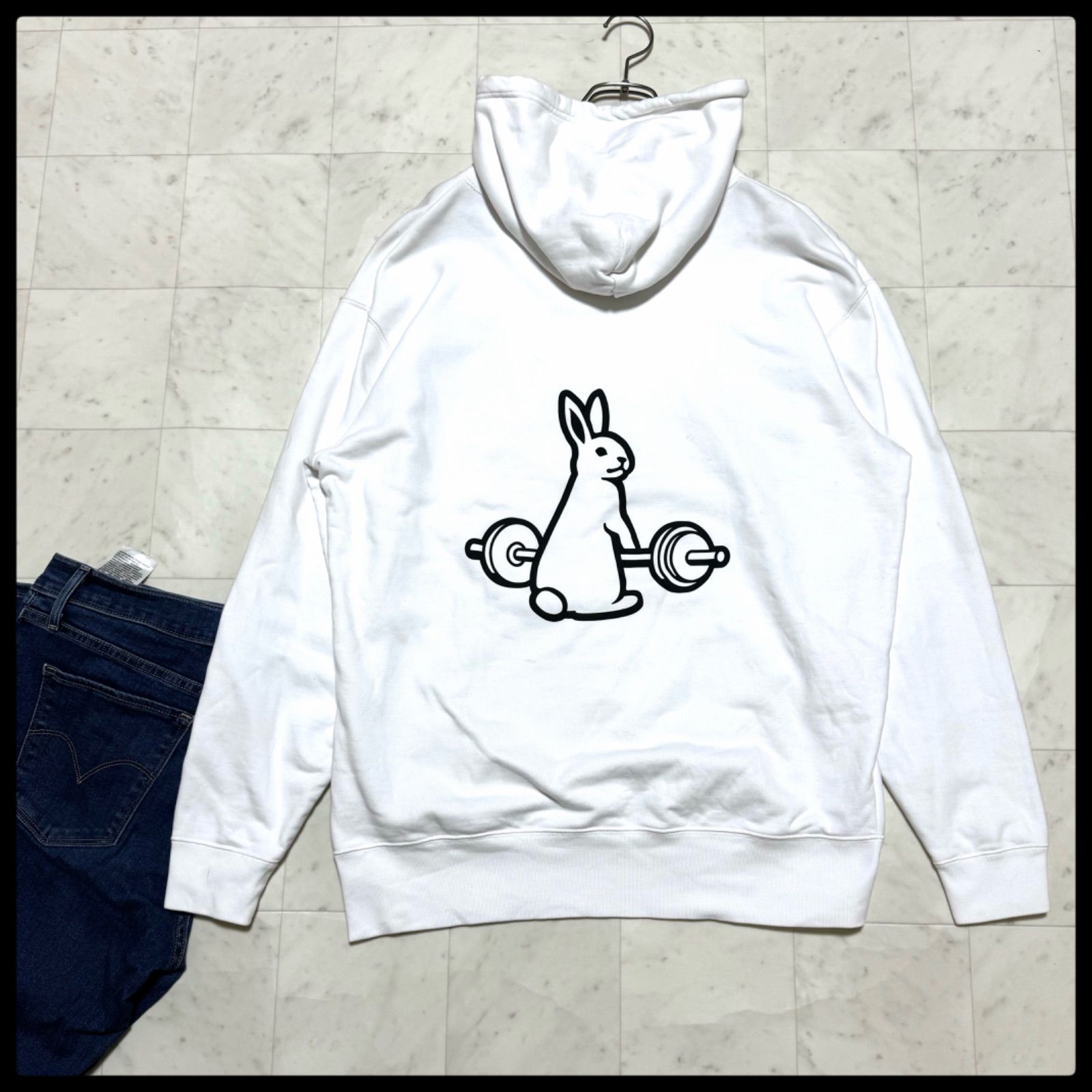 XENO × #FR2 コラボ パーカー バルクアップ うさぎ Lサイズ 白 - メルカリ