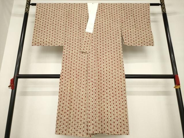 平和屋着物▽長襦袢 無双仕立て 麻の葉文様 正絹 逸品 AABE7582ck