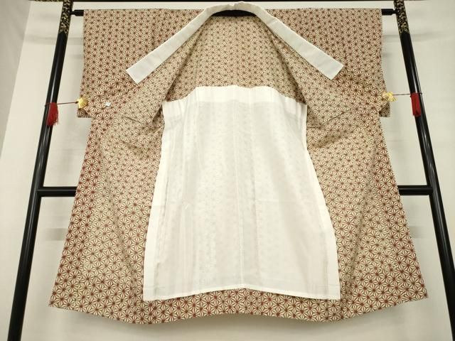 平和屋着物▽長襦袢 無双仕立て 麻の葉文様 正絹 逸品 AABE7582ck