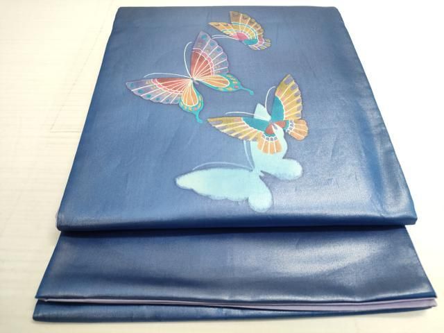 平和屋着物◎染色作家 斉藤三才 太鼓柄袋帯 舞蝶文 正絹 逸品