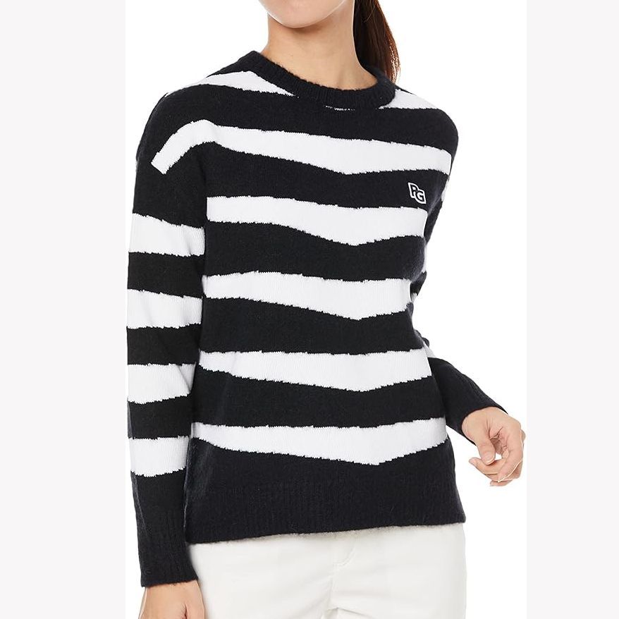 サイズ：0・S・新品】パーリーゲイツ ゼブラ柄 アルパカクルーネック