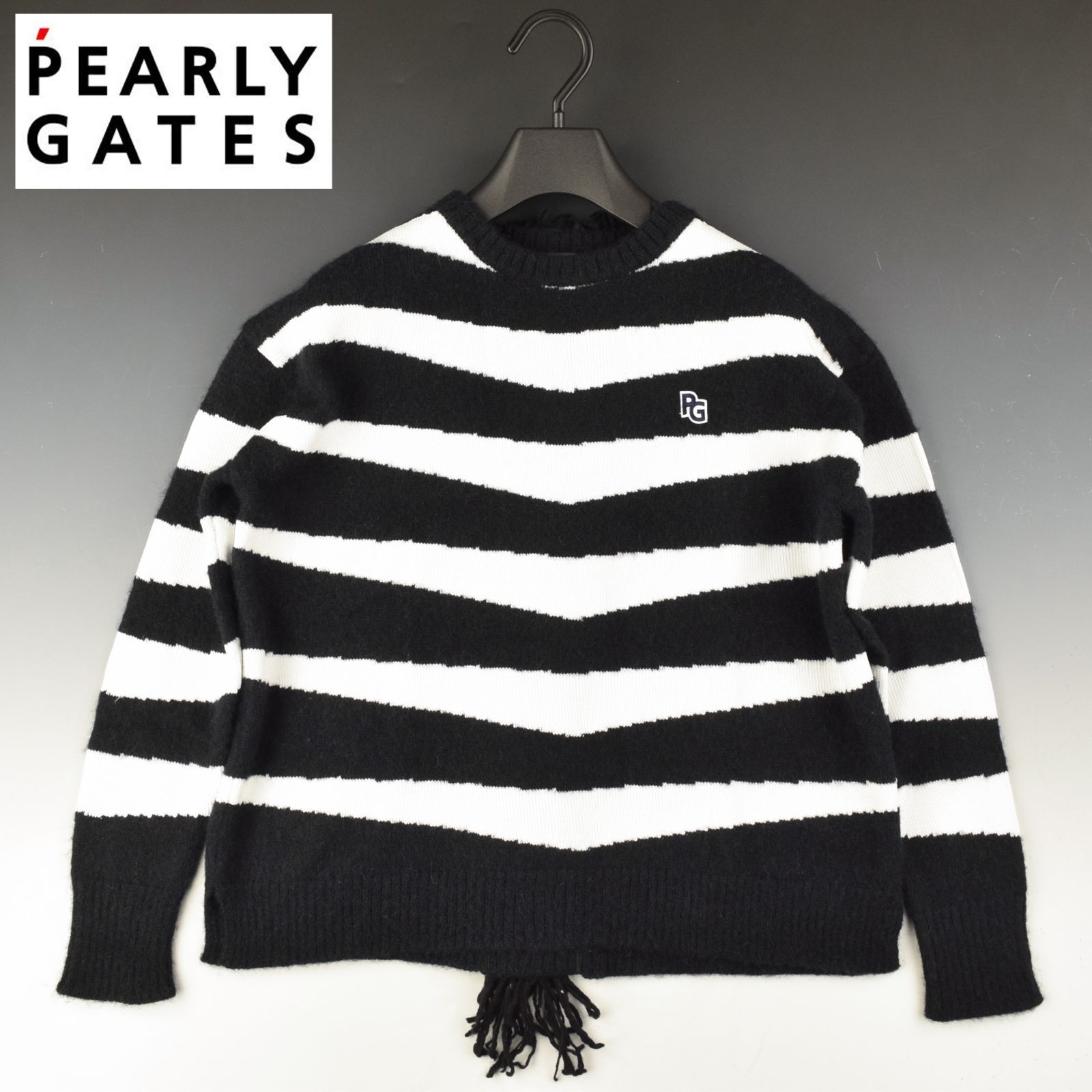 パーリーゲイツアルパカセーターサイズ0 サイズ：0・S・新品】パーリーゲイツ ゼブラ柄 アルパカクルーネック