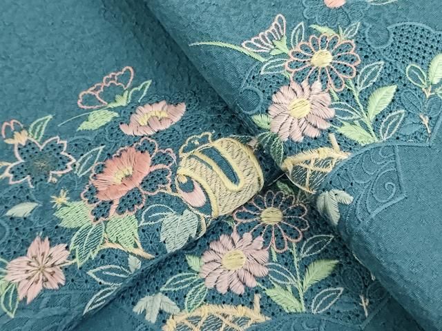 平和屋着物□中国三大刺繍 スワトウ刺繍 汕頭刺繍 総刺繍 訪問着 地紙