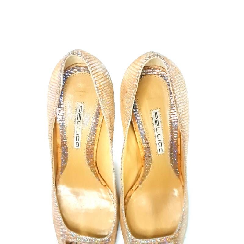 美品　ペリーコ　ゴールドパンプス PELLICO（ペリーコ） パンプス CUORE バックスリング パンプス 3.5cm