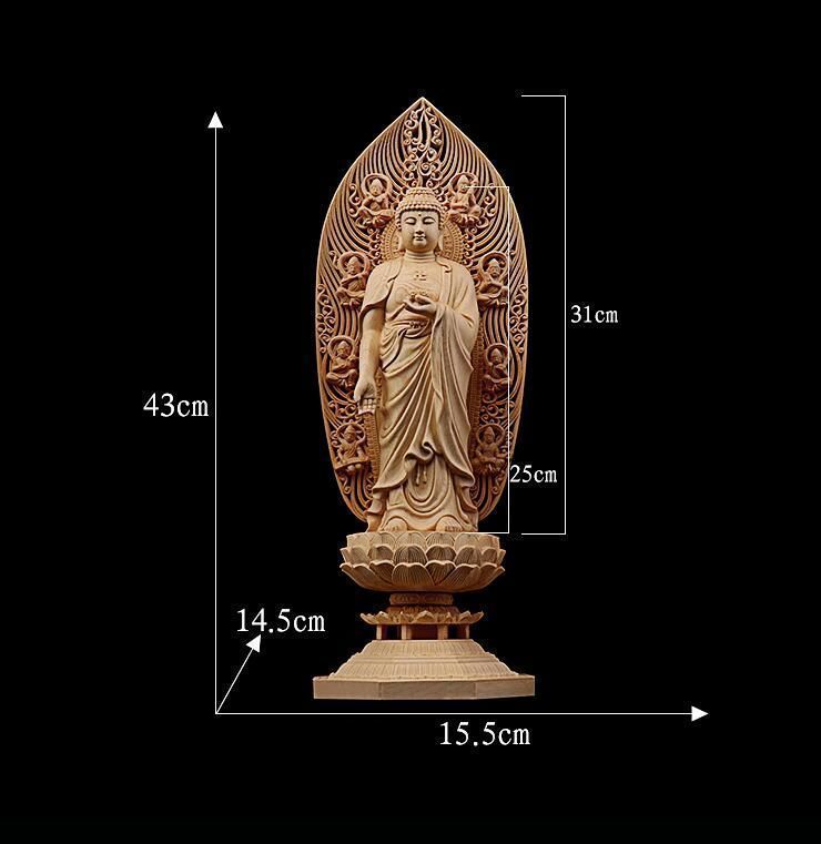 極上品 仏教美術 総檜材 仏像 精密彫刻 西方三聖立像 - メルカリ