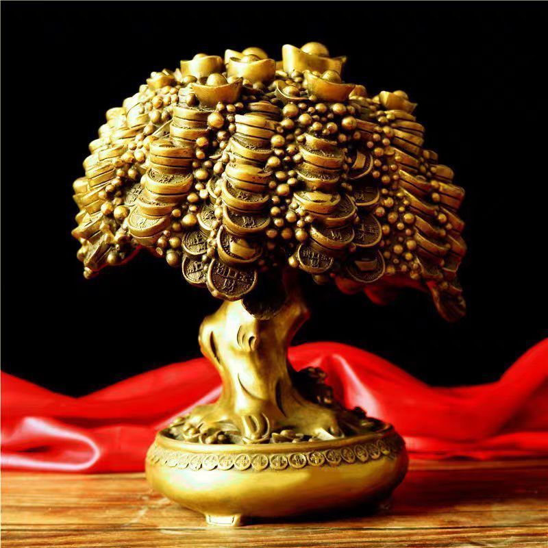 お買い得品 招財樹 純銅の金のなる木の置物
