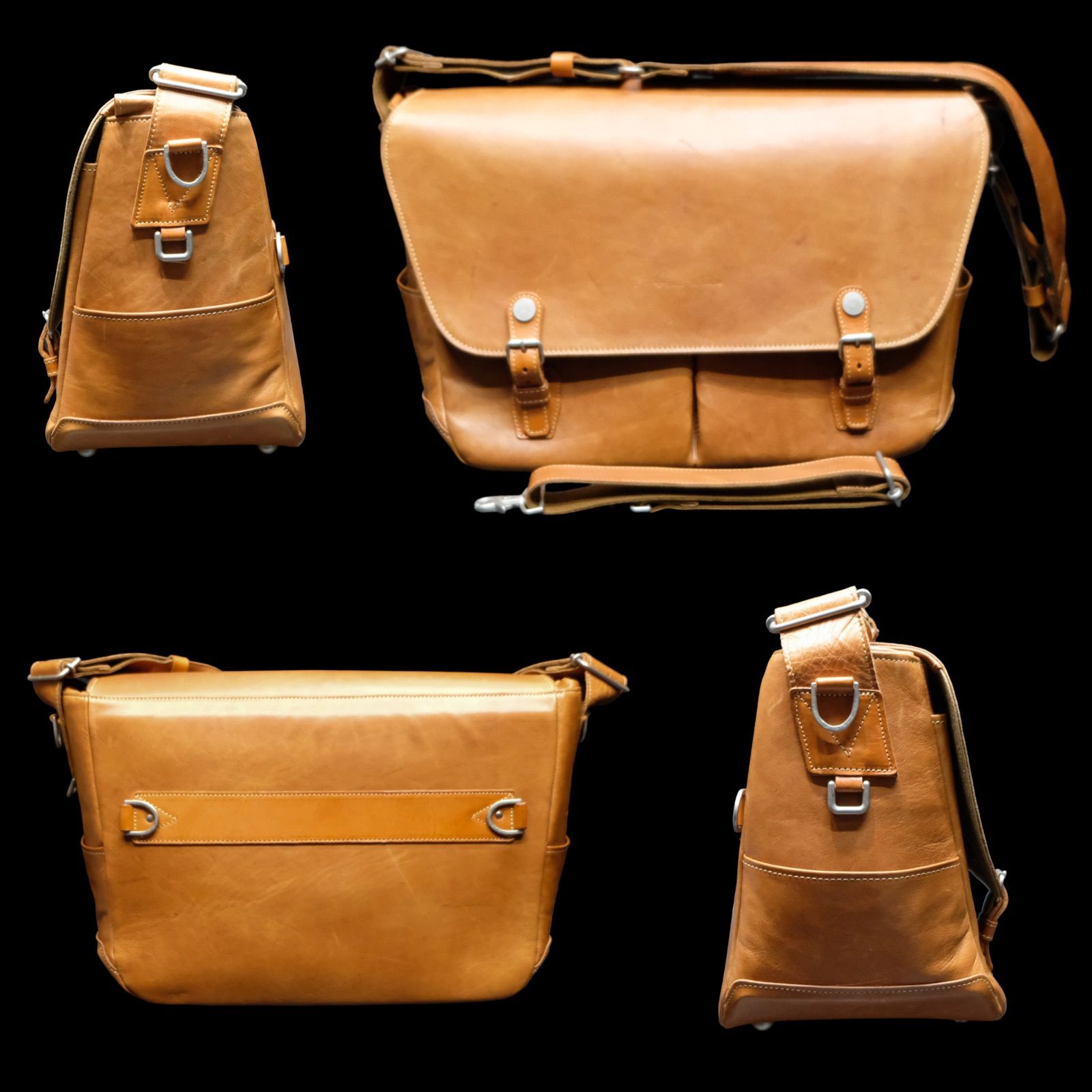 Acru ボノ 馬革 カメラバッグ ショルダーバッグ カフェオレ レザー