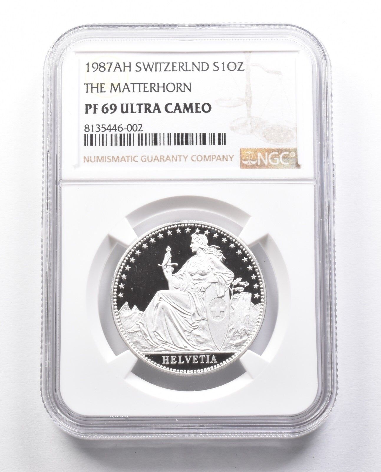 1987 AH スイス 1 ウンゼ シルバー マッターホルン PF69 UCAM NGC