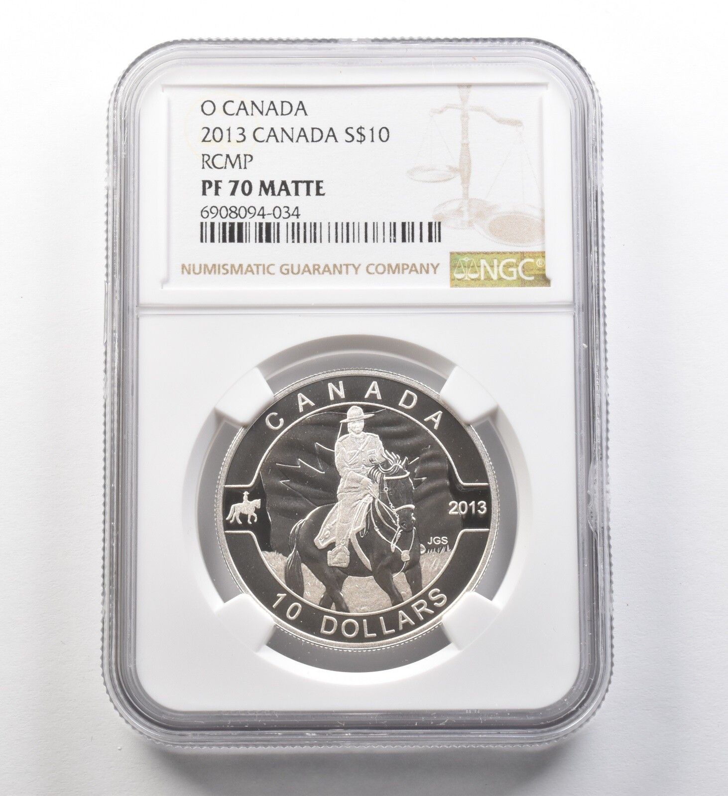2013年 カナダ 10ドル銀貨 O カナダ RCMP PF70 マット NGC *8270