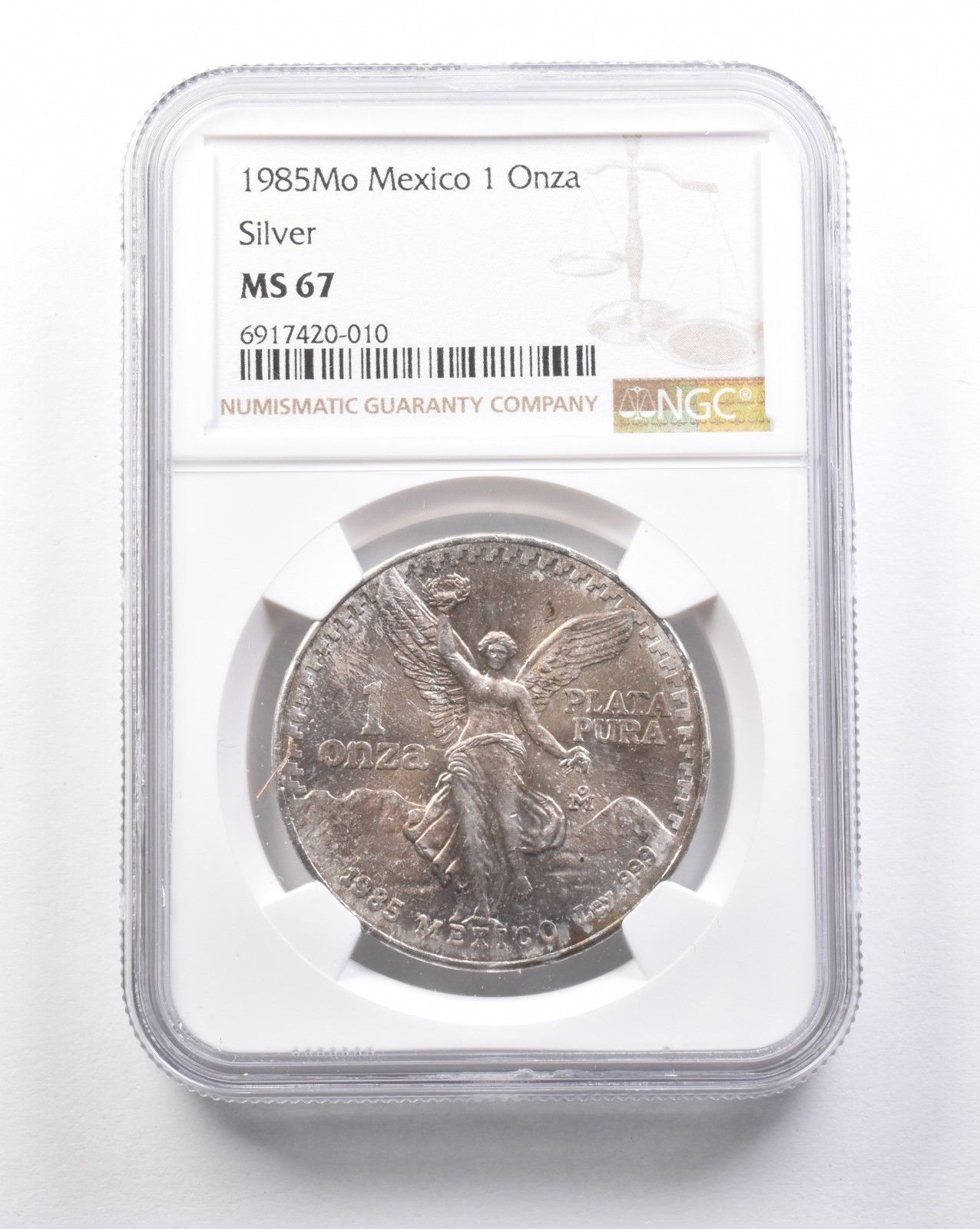 1985年 モ・メキシコ 1 オンザ シルバー リベルタッド MS67 NGC 美しい