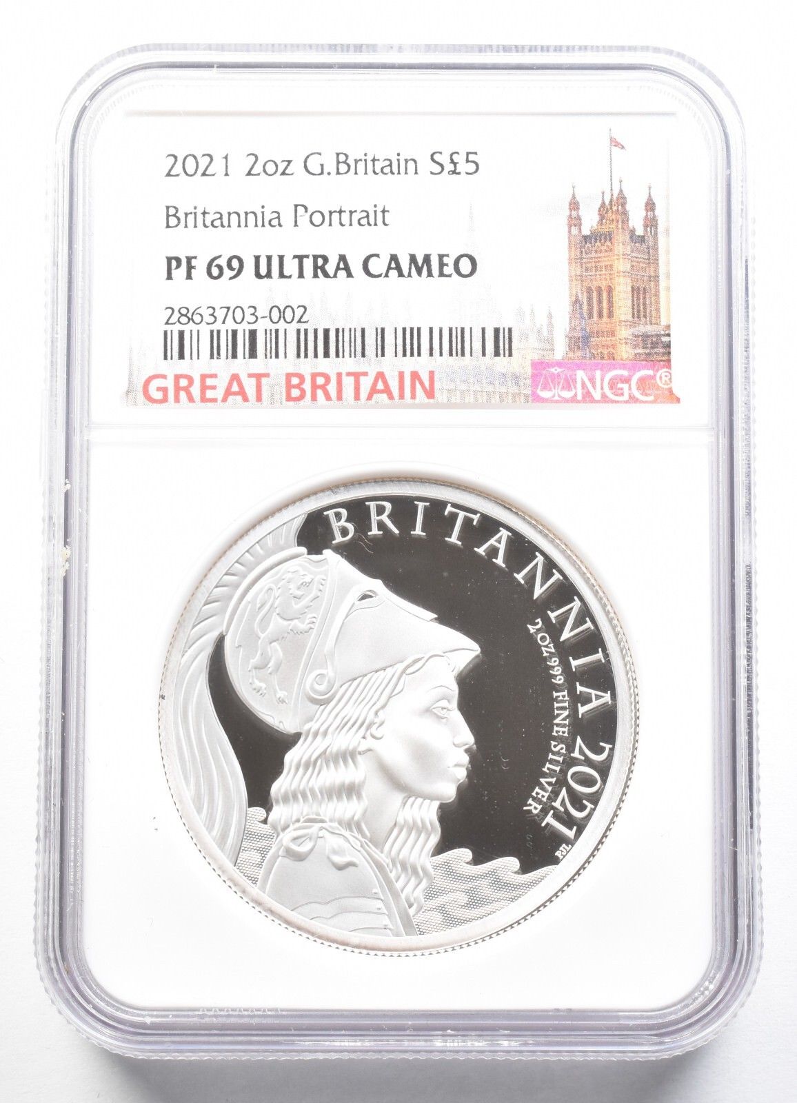 2021年 イギリス 5ポンド銀貨 ブリタニア肖像画 PF69 NGC 2オンス