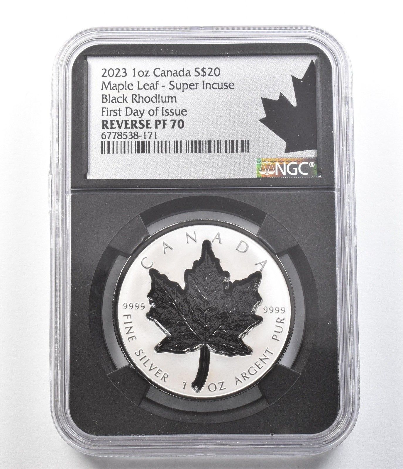 2023年カナダドル 20ドル シルバー メープルリーフ ブラックロジウム