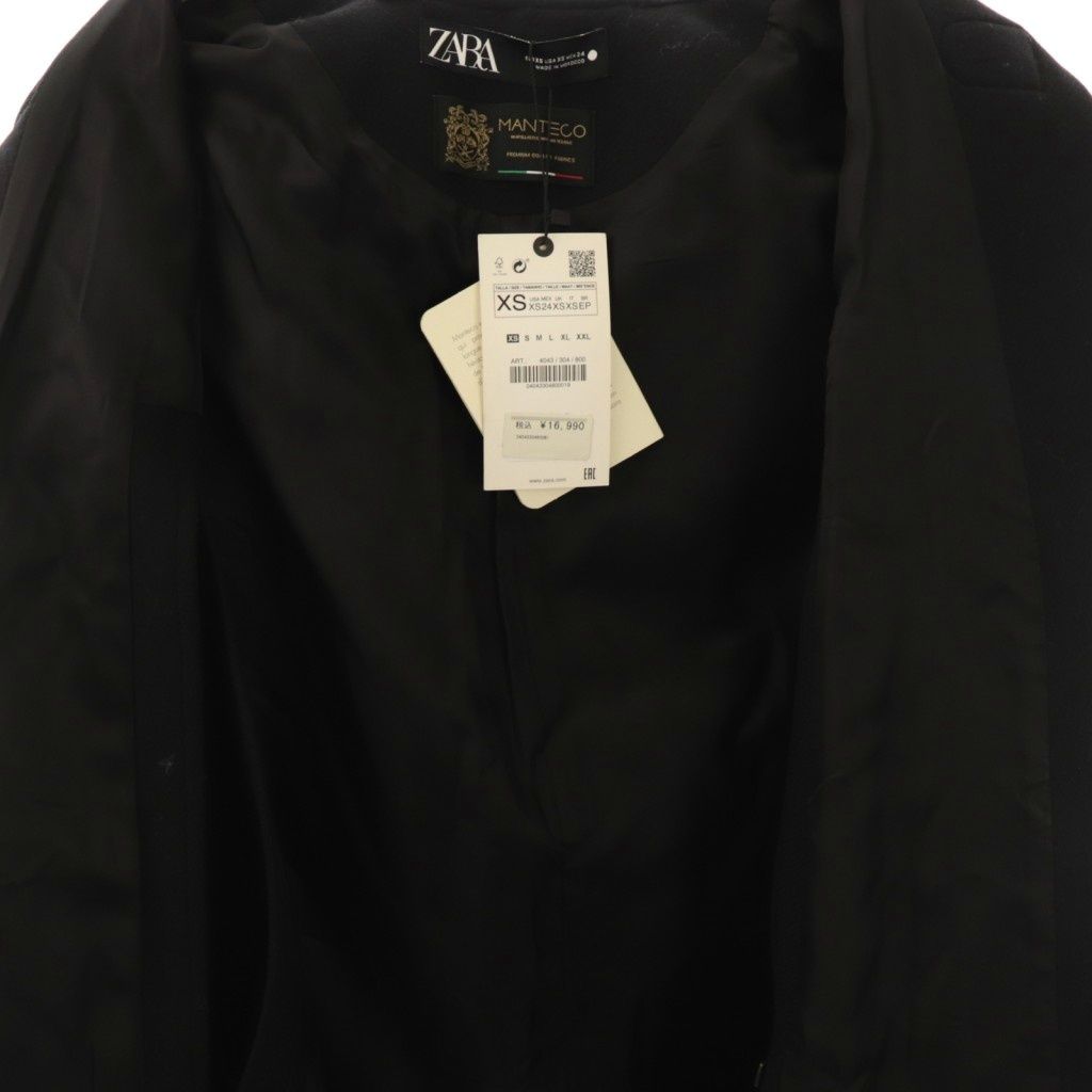 ザラ ZARA ウール混 ケープコート ポンチョ XS ブラック /ES □OS