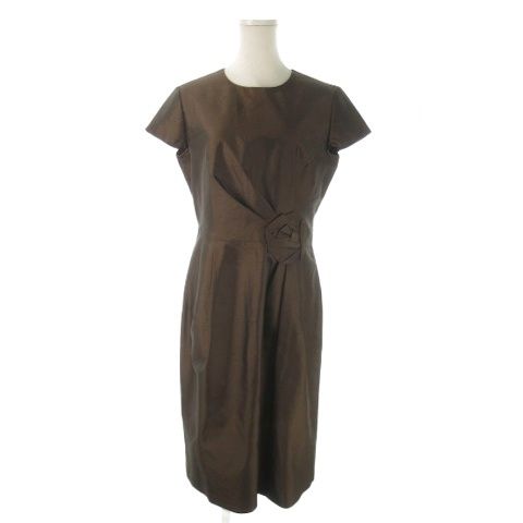 森英恵　ワンピース ハナエモリ HANAE MORI ワンピース 40 茶 ブラウン ラウンドネック