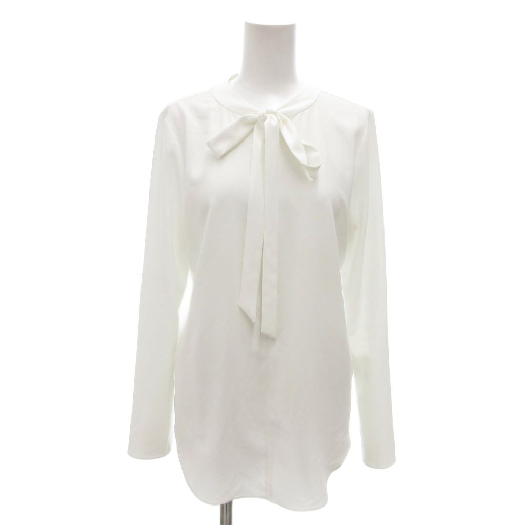 セオリー Theory ブラウス ノーカラー S 白 ホワイト ボウタイ 長袖