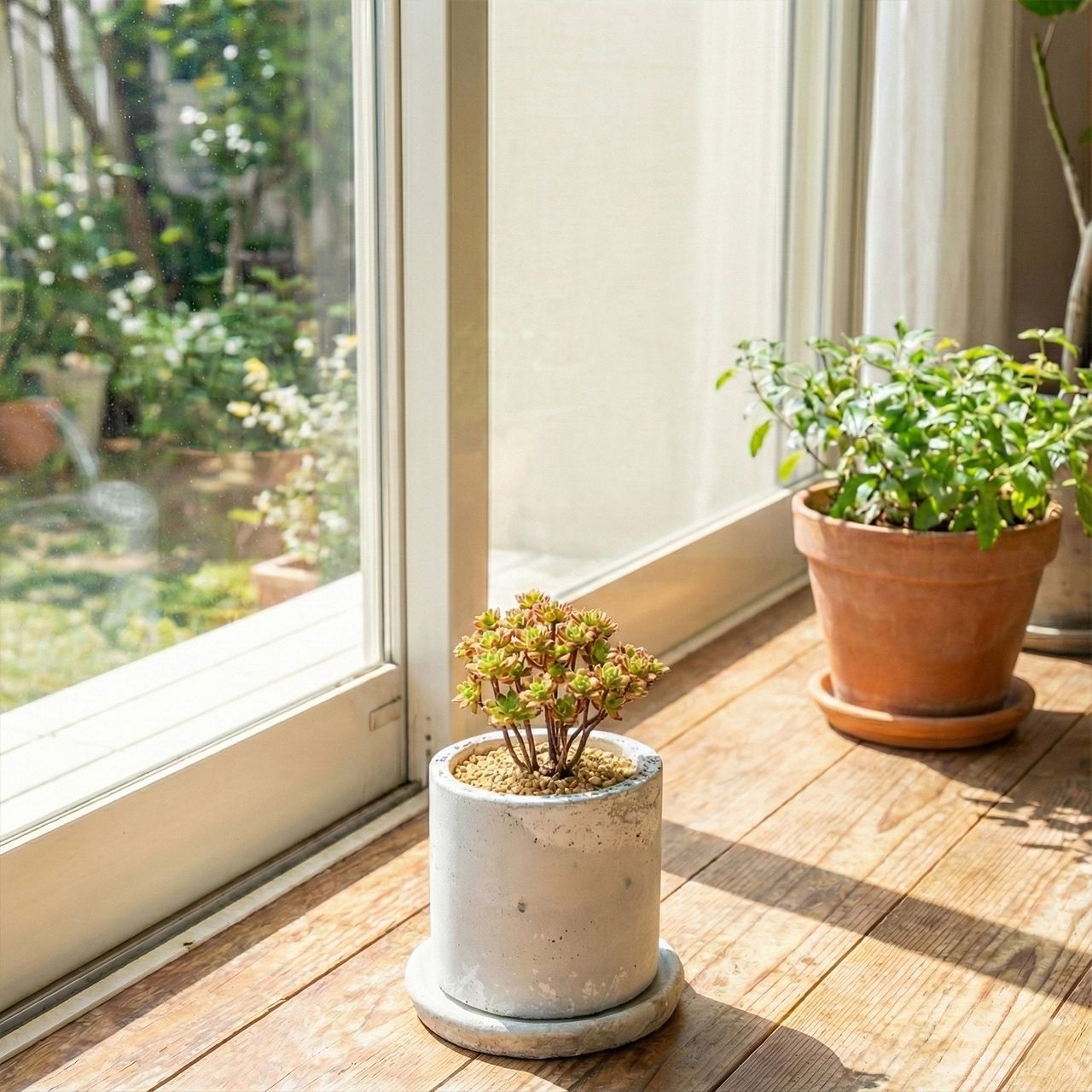 送料無料／【現品】アエオニウム 小人の祭り錦 盆栽風仕立て モルタル