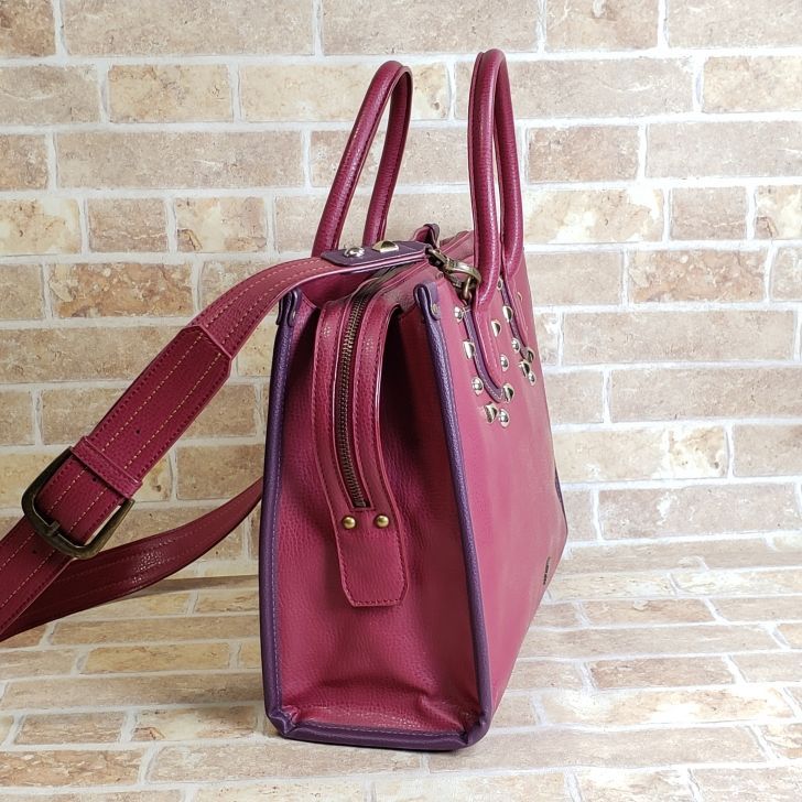 アナスイ ANNA SUI ☆ スタッズ バイカラー レザー 2way トートバッグ 