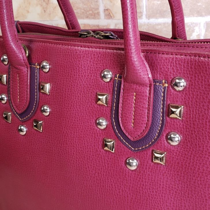 アナスイ ANNA SUI ☆ スタッズ バイカラー レザー 2way トートバッグ 
