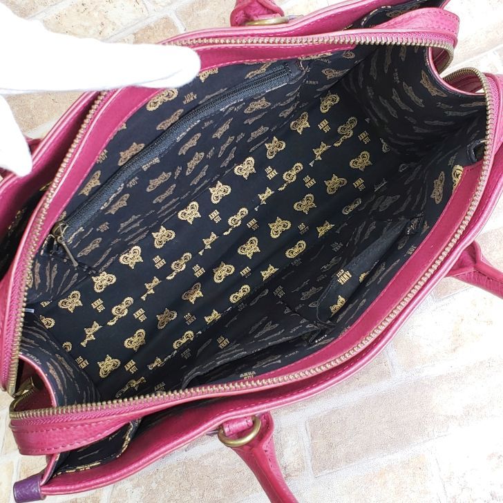 アナスイ ANNA SUI ☆ スタッズ バイカラー レザー 2way トートバッグ 