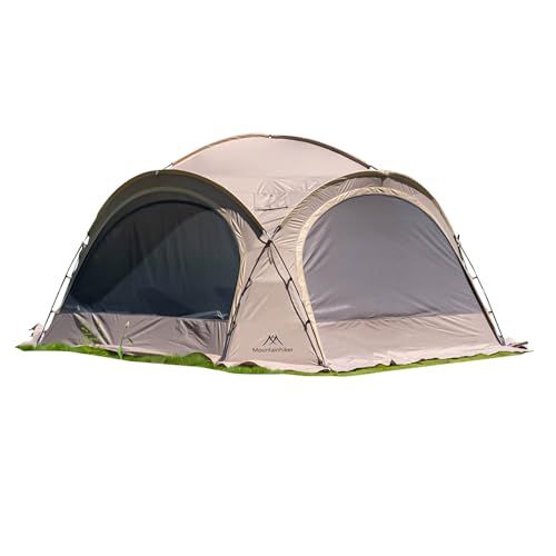 Mountainhiker 5?8人用 大型ドームテント 4 m 2 3 防水PU 3000 mm UVカットUPF 50 煙突穴搭載 スノースカート付き 四季対応 ファミリー＆アウトドア用 カーキ