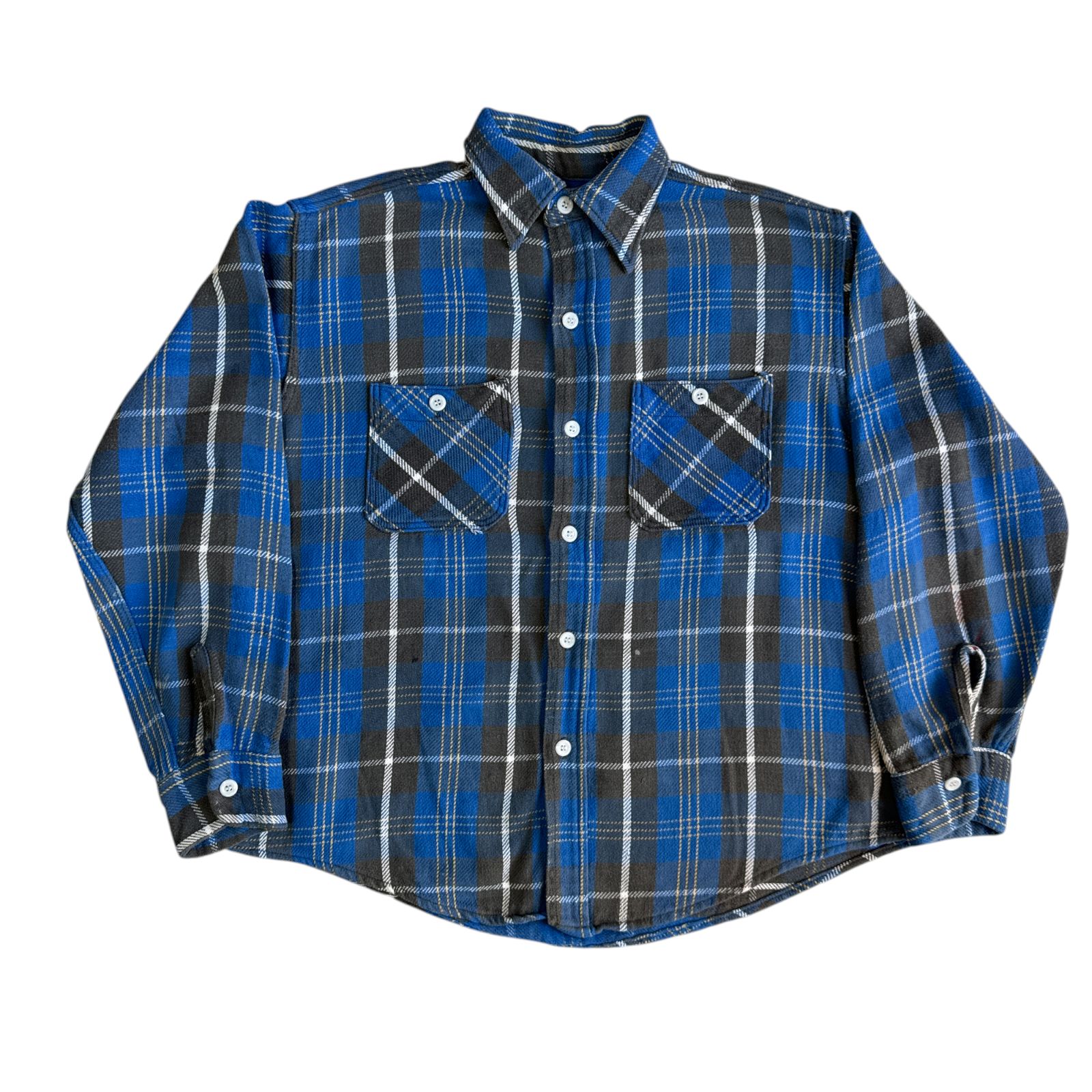 60s Unknown Winter King ヘビーネルシャツ Lサイズ ブルー グレー