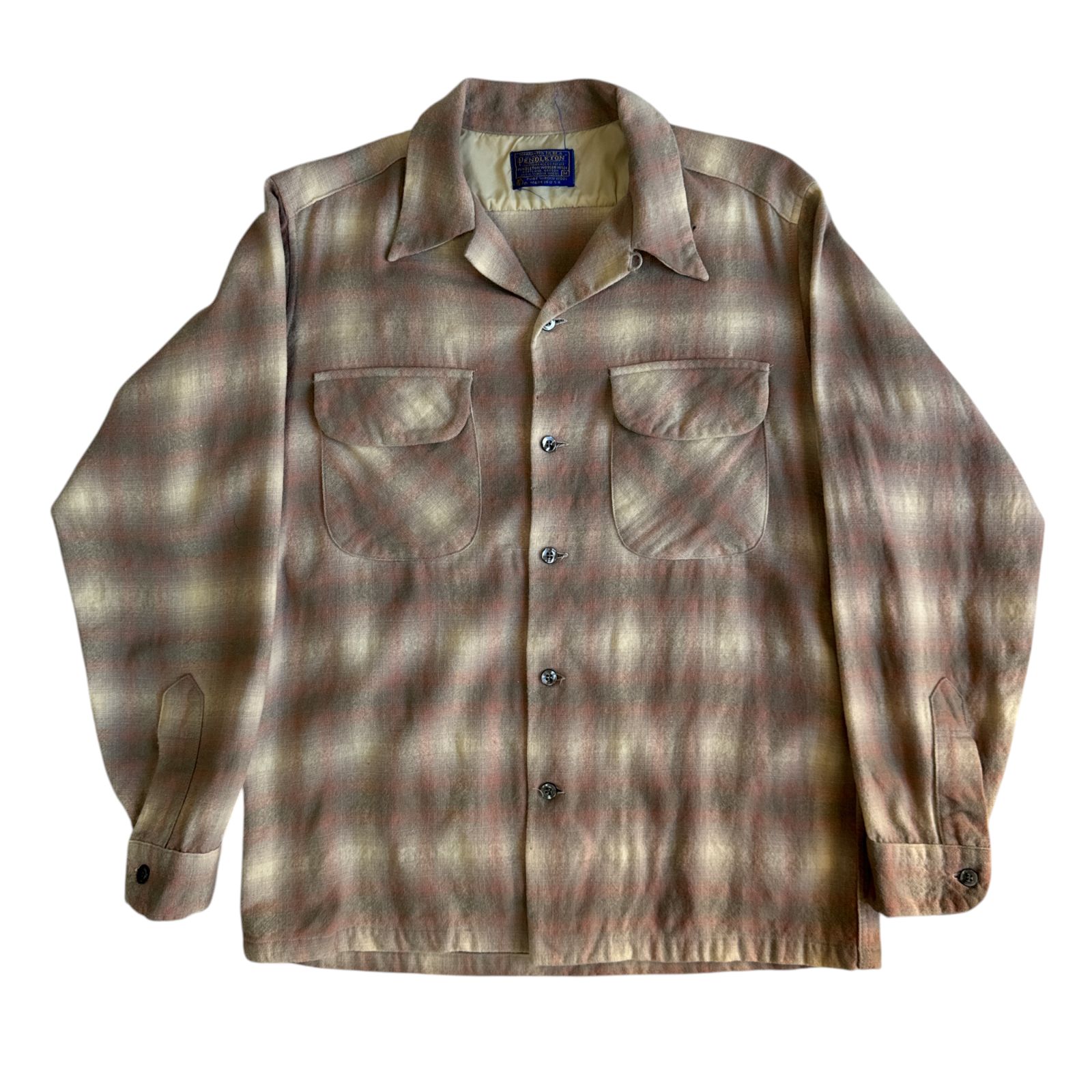 ペンドルトン　 ボードシャツ　開襟シャツ　70s ベージュ 70s Pendleton ペンドルトン ボードシャツ BoardShirt Mサイズ グレー
