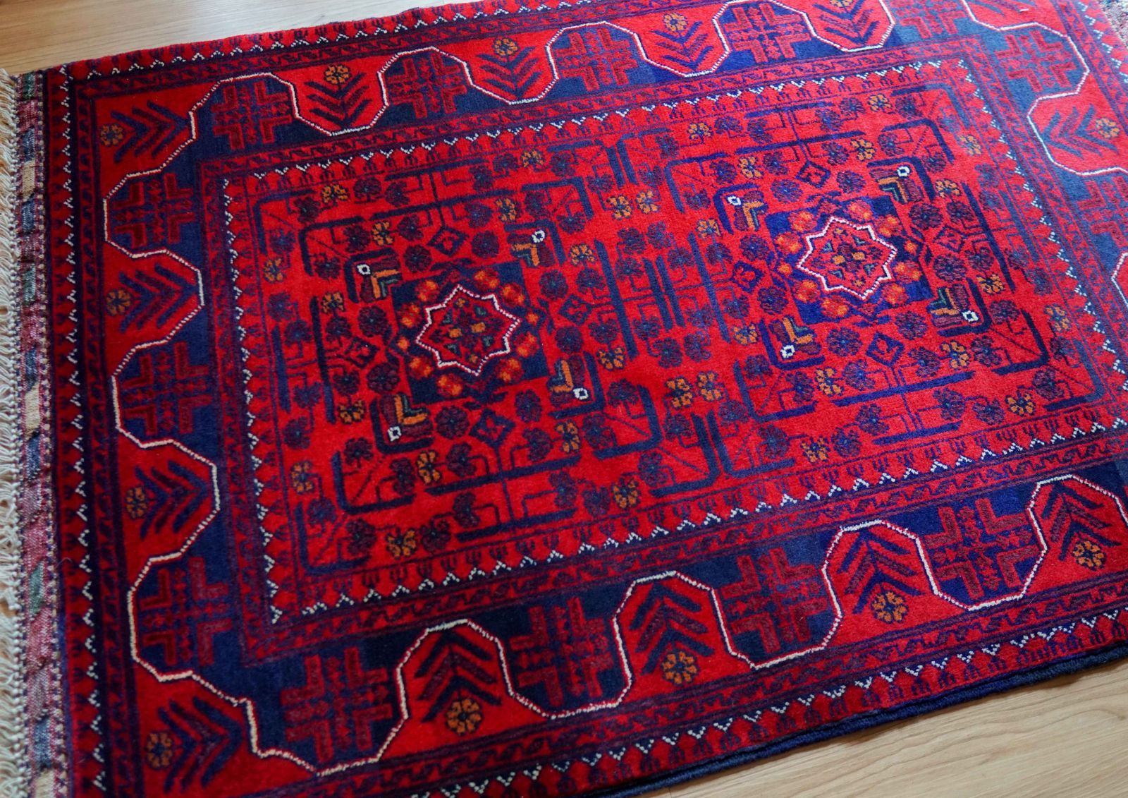 135×81cm アフガニスタン手織り絨毯 カールモハメディ ペルシャ絨毯