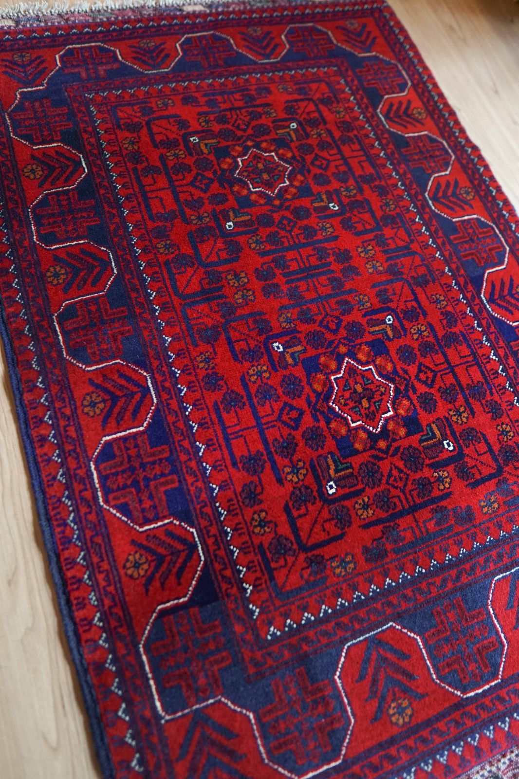 135×81cm アフガニスタン手織り絨毯 カールモハメディ ペルシャ絨毯