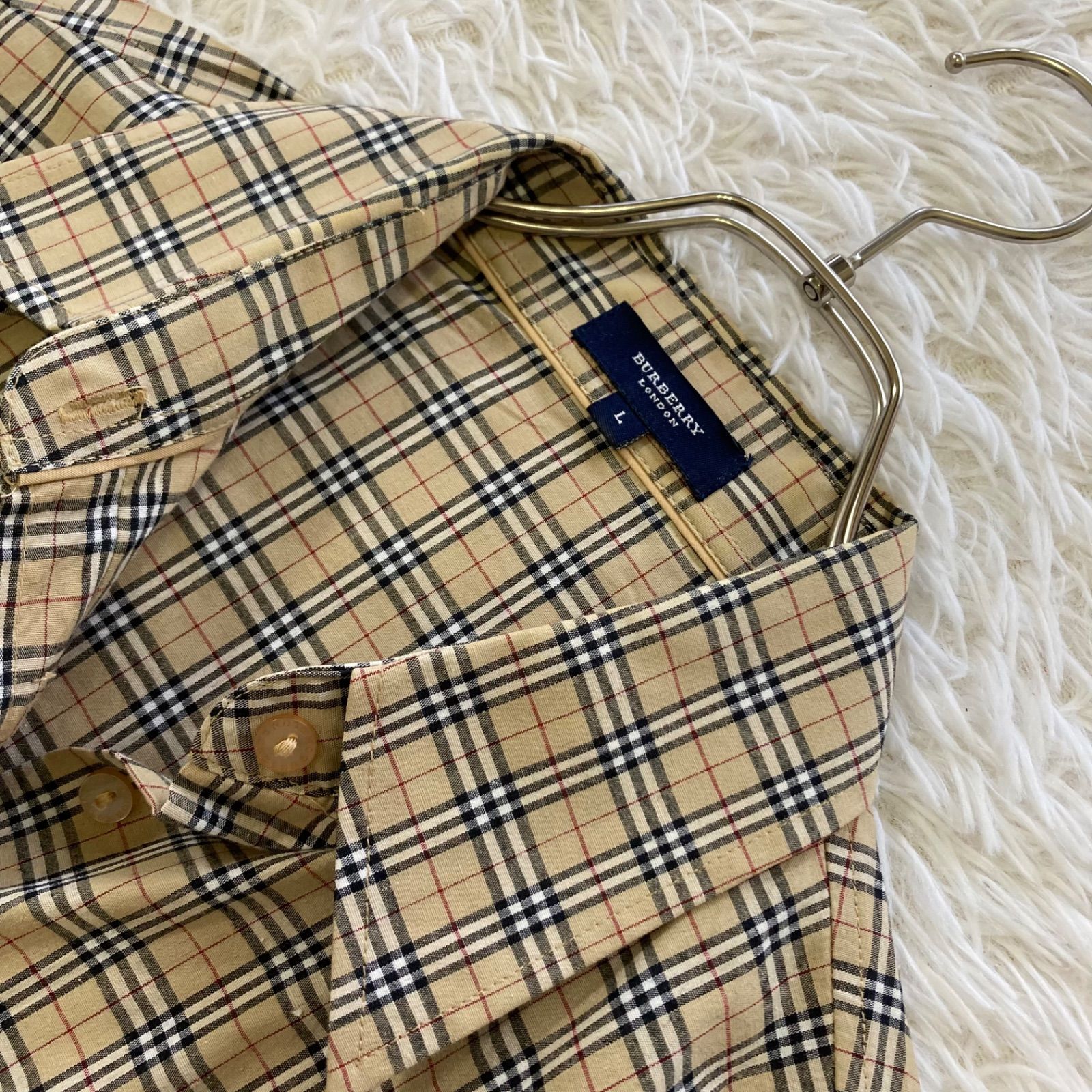 バーバリーロンドン 長袖シャツ ノヴァチェック 大きいサイズ ベージュ 15 BURBERRY（バーバリー） BURBERRY LONDON バーバリーロンドン ロゴ