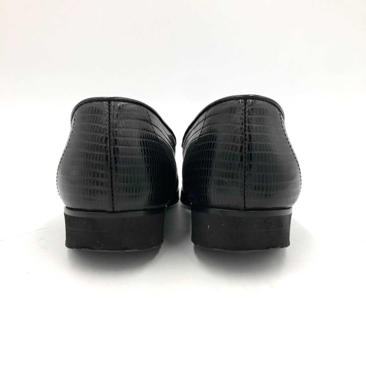 美品】ボッテガヴェネタ ローファー 35.5 黒 リザード型押し 22.5cm