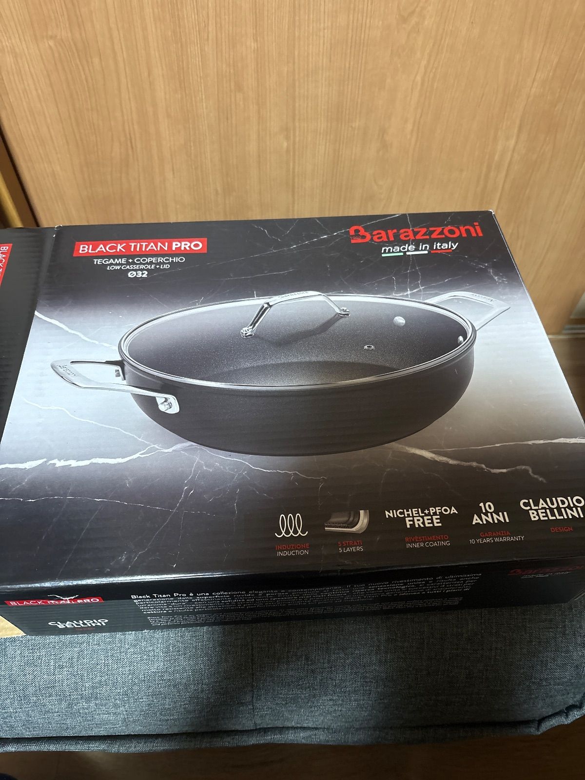 ♥品 Barazzoni BLACK TITAN PRO ゾーニ ブラックチタンプロ ローキャセロール 32 cm ガス IH