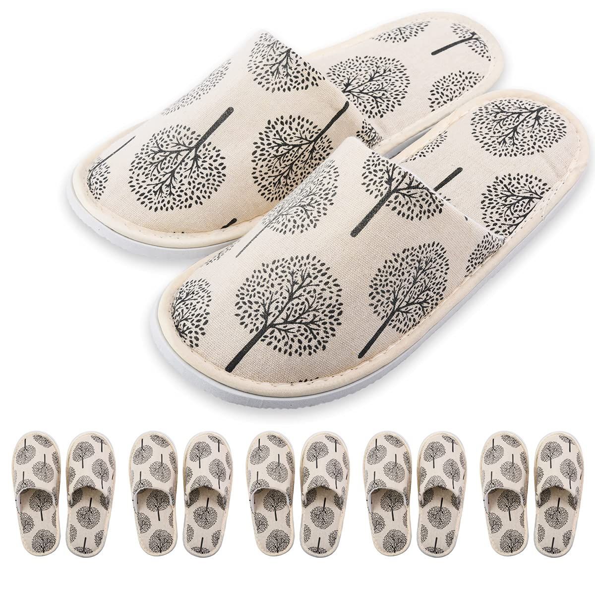 まもなく終了 個包装 5足入セット 自宅用 旅行用 業務用 ホテル用 エステ 滑り止め プリントのスリッパ 厚底 軽量 綿麻 28 cm 来客用 室内スリッパ 使い捨て スリッパ CQQDOQ