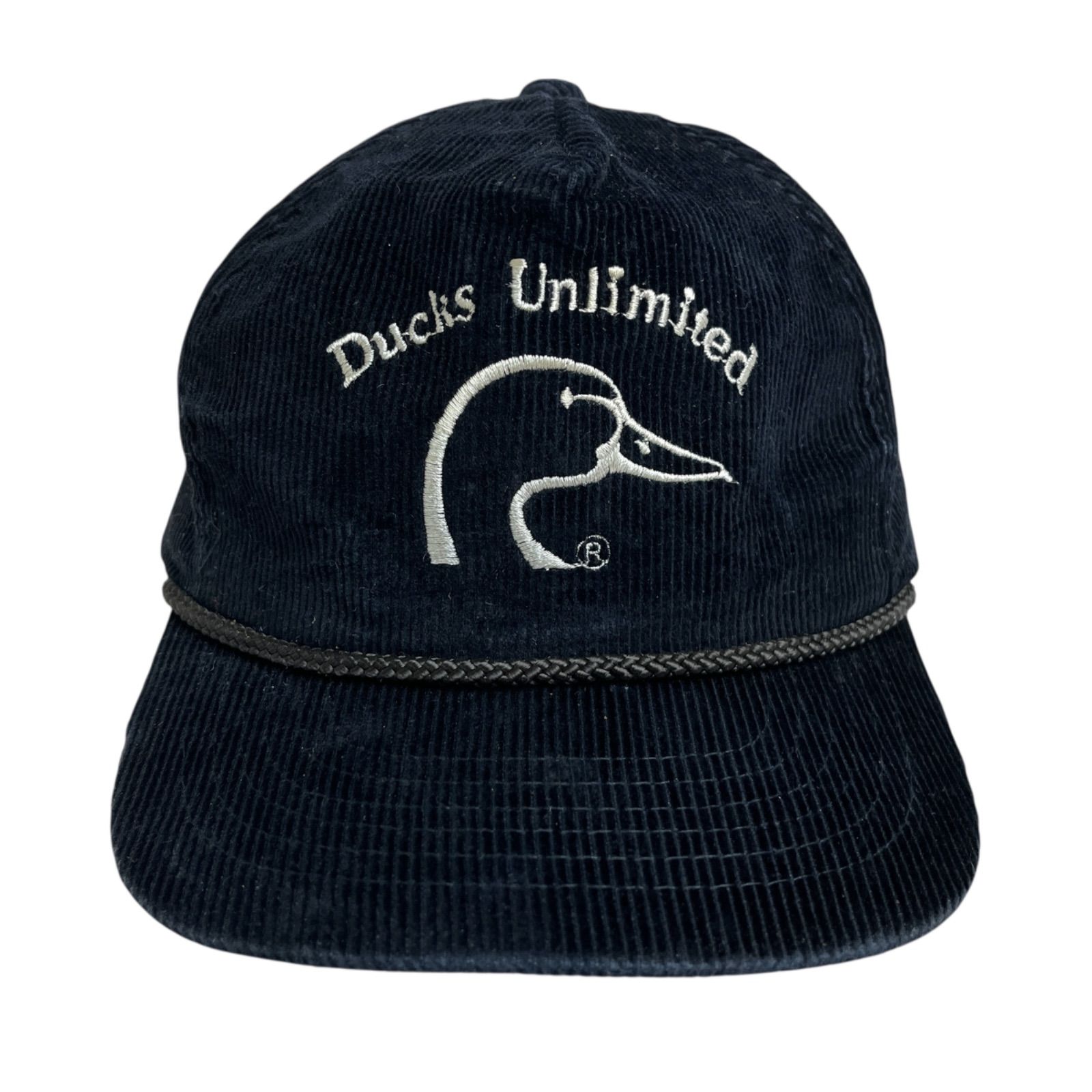 キャップ 帽子 90 s Ducks Unlimited ダックスアンリミテッド コーデュロイキャップ ビンテージキャップ 刺繍ロゴ ブラック 黒 ホワイト 白