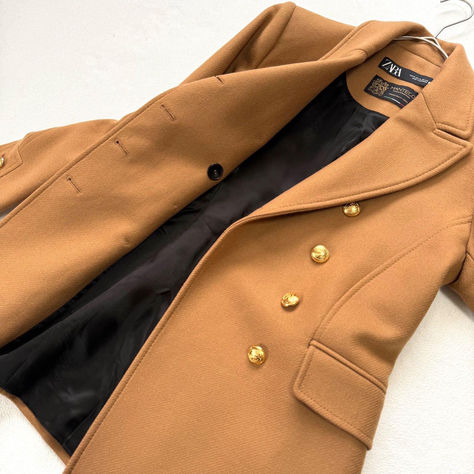 極美品・サイズM・manteco✨ザラ ZARA ダブルブレストコート キャメル