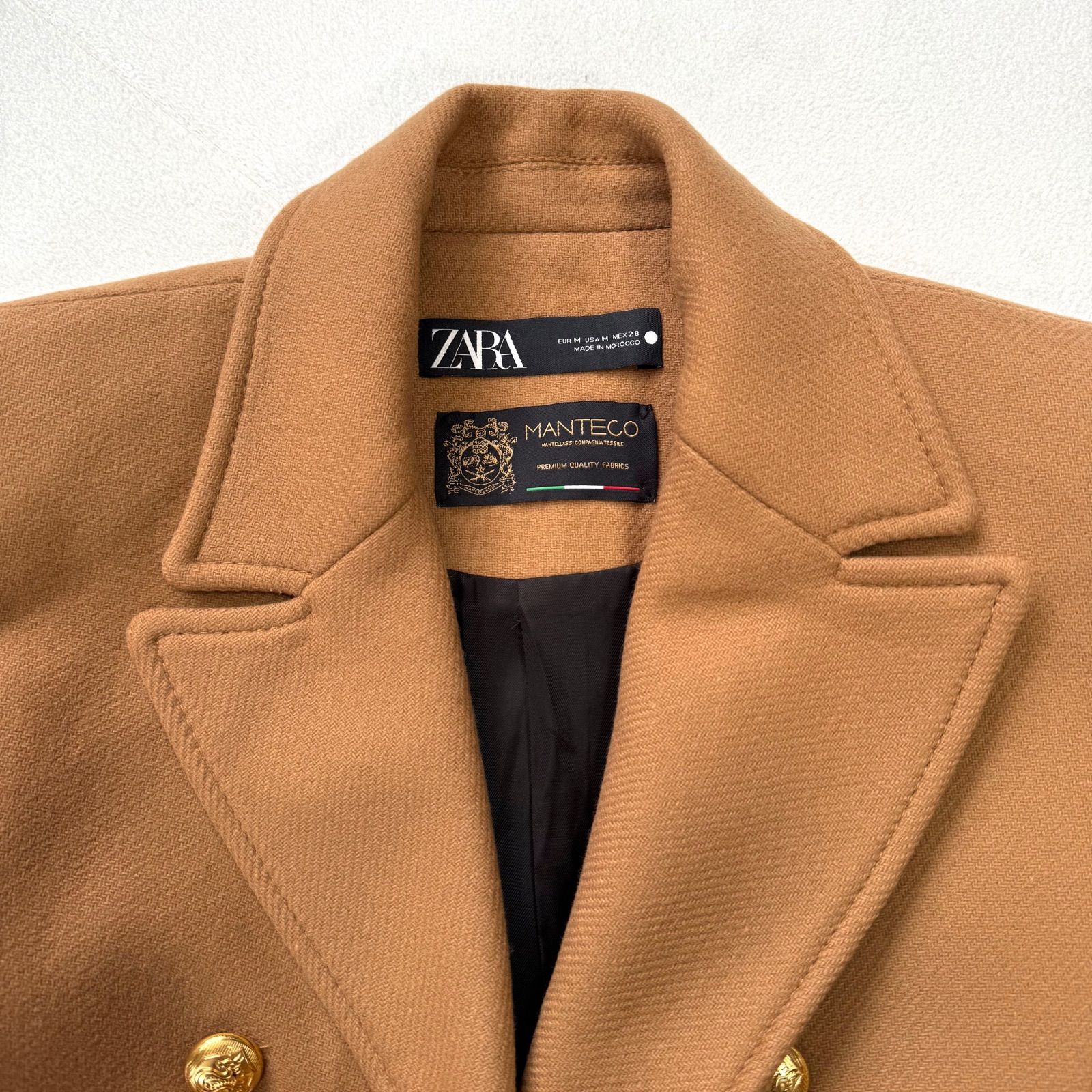 極美品・サイズM・manteco✨ザラ ZARA ダブルブレストコート キャメル