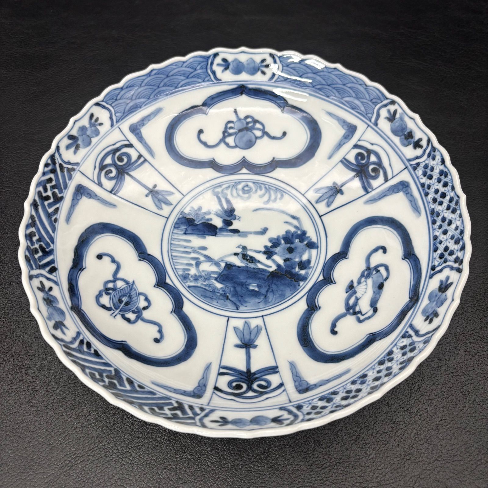 山本長左】 九谷焼 芙蓉手宝寿紋 7号盛鉢『未使用及び若干の訳あり