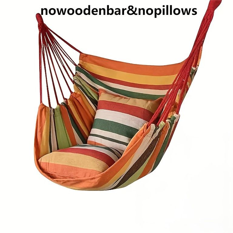 ストライプ柄でリラックス】ハンモックチェア ポータブル 吊り下げ式